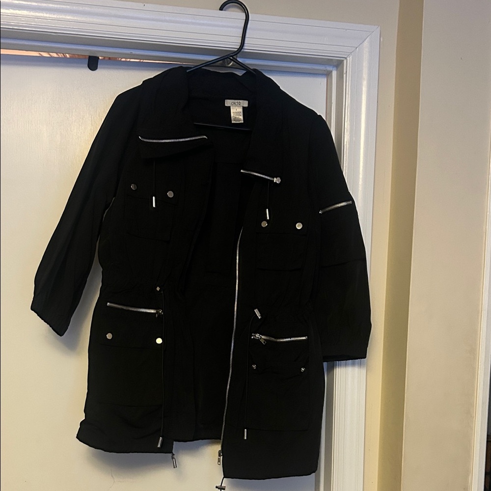 Cache Black Utility Jacket with Silver Accents